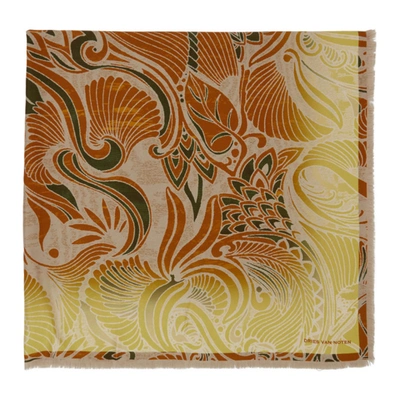 Shop Dries Van Noten Yellow Silk Floral Scarf In 706 Cog