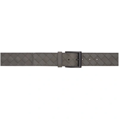 Shop Bottega Veneta Grey Intrecciato Belt In 1445 Grey