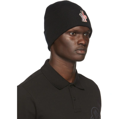 Shop Moncler Black Wool Jersey Beanie In 999 Black