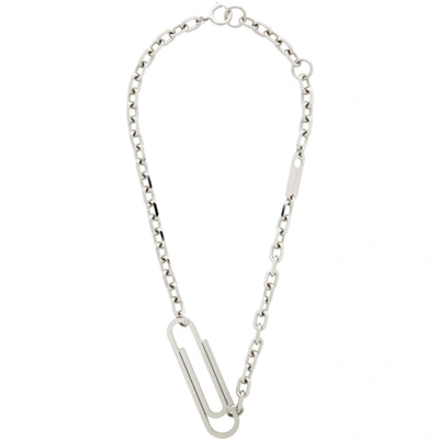 Shop Off-white Silver Xl Paperclip Necklace In 7800 Metal