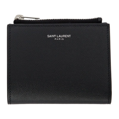 Shop Saint Laurent Black Zippered Card Holder In 1000 Black