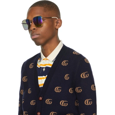 Shop Gucci Gold & Multicolor Gg0802s Sunglasses In 004 Gold