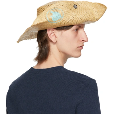 Shop Lanvin Beige Straw Hand-painted Panama Hat In 80 Yellow