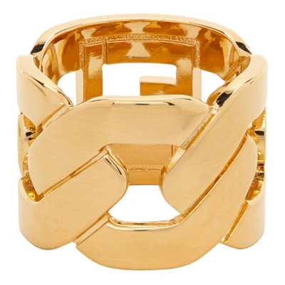 Shop Fendi Gold 'forever ' Chain Ring In F0cfk Gold