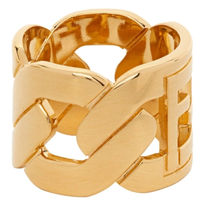 Shop Fendi Gold 'forever ' Chain Ring In F0cfk Gold