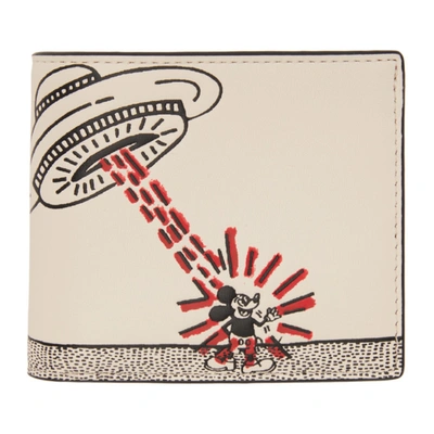 Shop Coach White Keith Haring Edition Mickey Ufo Double Billfold Wallet In Rem