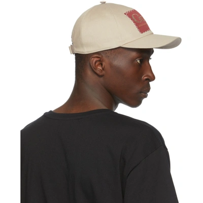 Shop Gucci Beige Label Baseball Cap In 1400 Lead