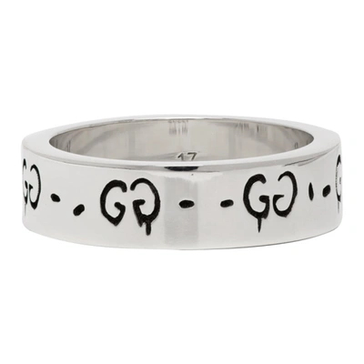 Shop Gucci Silver G Ghost Ring In 0701 Silver