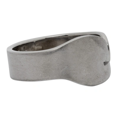 Shop Maison Margiela Silver Tabi Ring In 961 Silblk