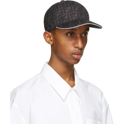 Shop Fendi Black & Grey 'forever ' Cap In Black/grey