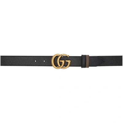 Shop Gucci Reversible Black Thin Gg Belt In 8170 Nero/n