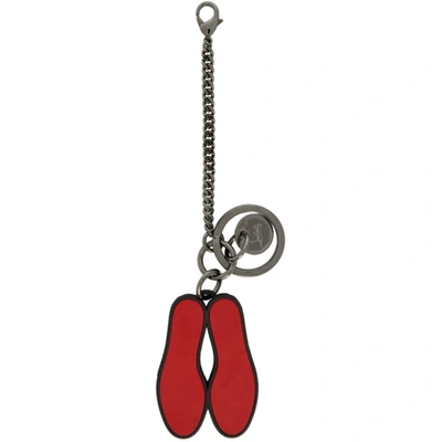 Shop Christian Louboutin Black & Red Lug Sole Keychain In H140 Blkred