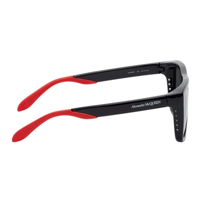Shop Alexander Mcqueen Black & Red Court Sunglasses In 002 Black