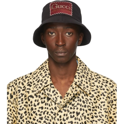 Shop Gucci Black 'whatever The Season' Bucket Hat In 1000 Black