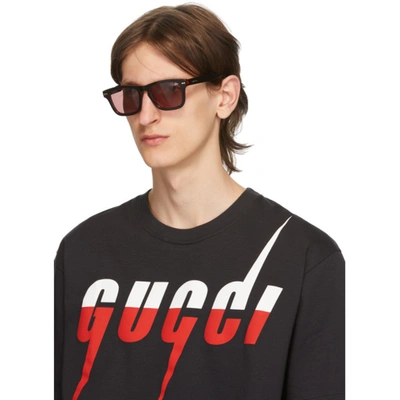 Shop Gucci Black & Red Gg0735s Sunglasses In 005 Black