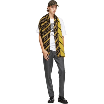 Shop Fendi Brown & Yellow Stripe 'forever ' Scarf In F19sg Tobyw