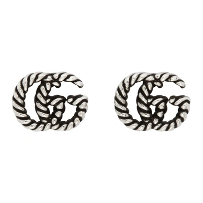 Shop Gucci Silver Gg Marmont Stud Earrings