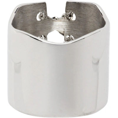 Shop Alan Crocetti Silver Corset Ring In Rhodium