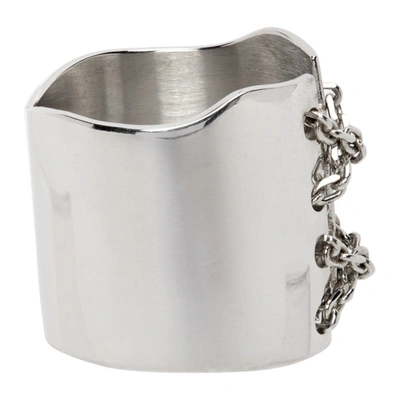 Shop Alan Crocetti Silver Corset Ring In Rhodium