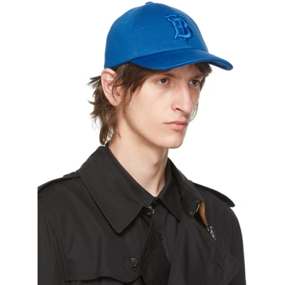 Shop Burberry Blue Tb Monogram Baseball Cap In Blue A4778
