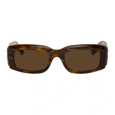 Shop Balenciaga Tortoiseshell Paris Fashion Show Sunglasses In 002 Havana