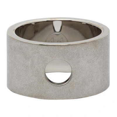 Shop Maison Margiela Silver Brushed Cut Out Ring In 961 Pallaid