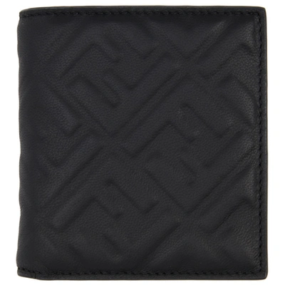 Shop Fendi Black 'forever ' Embossed Bifold Wallet In F0gxn Black