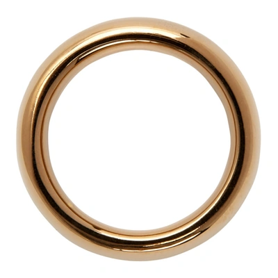 Shop Versace Gold Engraved Logo Ring In Kvo Gold
