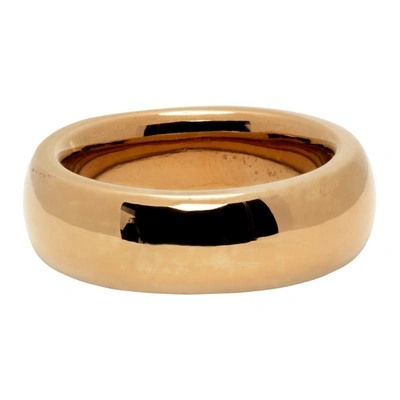 Shop Versace Gold Engraved Logo Ring In Kvo Gold