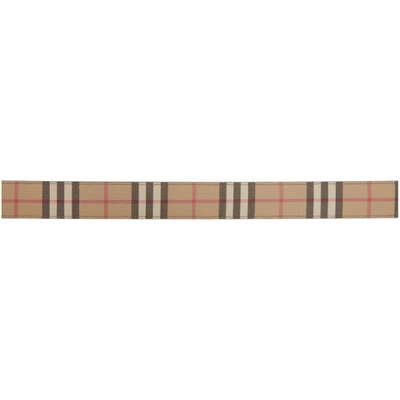 Shop Burberry Reversible Beige E-canvas Vintage Check Plaque Belt In Archive Bei