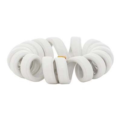 Shop Bottega Veneta White Coiled Ring In 9000 White