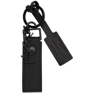 Shop Saint Laurent Black Monogramme Keychain In 1000 Black