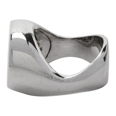 Shop Alan Crocetti Ssense Exclusive Silver Smoky Quartz Exhibit Ring In Rhodium