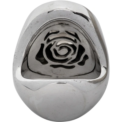 Shop Alan Crocetti Ssense Exclusive Silver Smoky Quartz Exhibit Ring In Rhodium