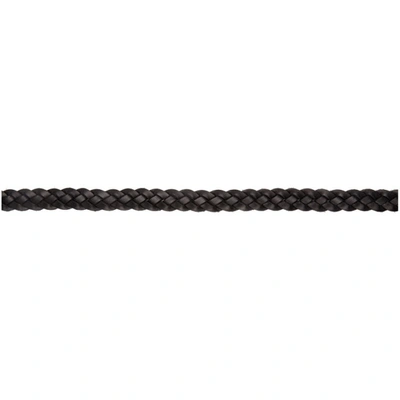 Shop Saint Laurent Black Braided Thin Logo Belt In 1000 Black