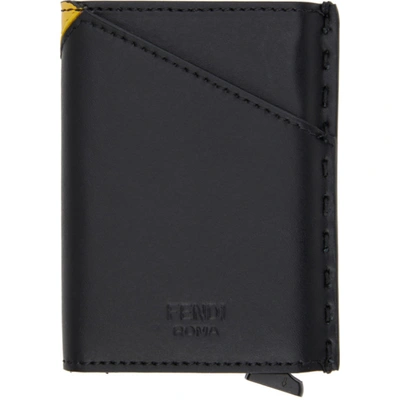 Shop Fendi Black & Yellow 'forever ' Slide Out Card Holder In F0r2a Blkye