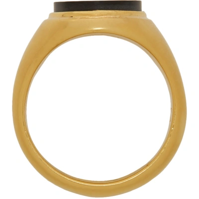 Shop Fendi Gold Karligraphy Signet Ring In F18gy Blkgd