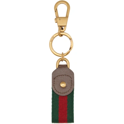 Shop Gucci Green & Red Ophidia Keychain In 8290 Ottone