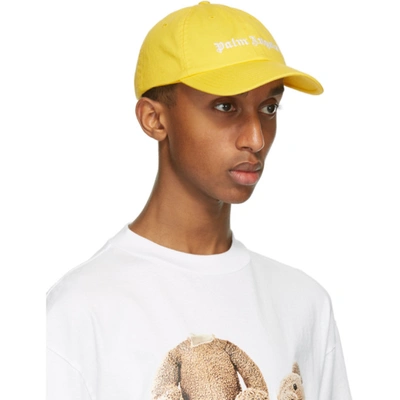 Shop Palm Angels Yellow Classic Logo Cap In Yellow Whit