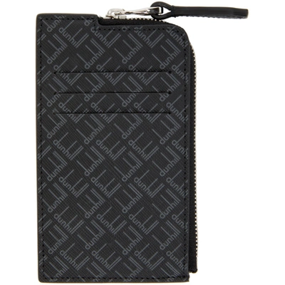 Shop Dunhill Black Signature Zip Wallet In 001 Black