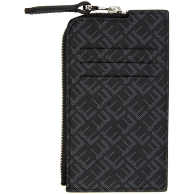 Shop Dunhill Black Signature Zip Wallet In 001 Black