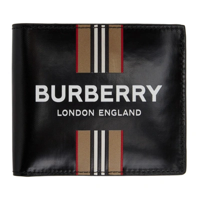 Shop Burberry Black Icon Stripe International Wallet In Black A1189