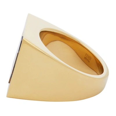 Shop Fendi Gold 'forever ' Signet Ring In F1bqw Onyx