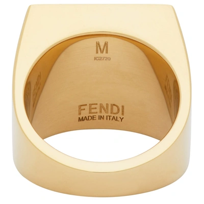 Shop Fendi Gold 'forever ' Signet Ring In F1bqw Onyx
