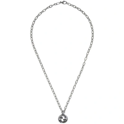 Shop Gucci Silver Small Interlocking G Chain Necklace In 0811 Silver
