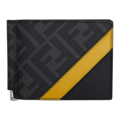 Shop Fendi Black & Yellow 'forever ' Bill Clip Wallet In F0r2a Multi