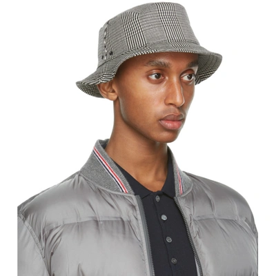 Shop Thom Browne Black And White Check Bucket Hat In 980 Blk/wht