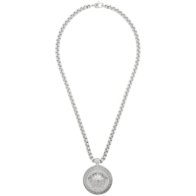 Shop Versace Silver Medusa Pendant Necklace In D00k Silver