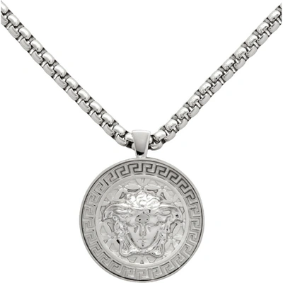 Shop Versace Silver Medusa Pendant Necklace In D00k Silver