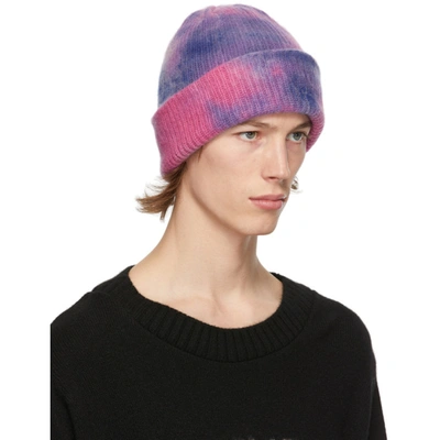 THE ELDER STATESMAN SSENSE 独家发售粉色 AND 蓝色 HOT DYE WATCHMAN 羊绒毛线帽